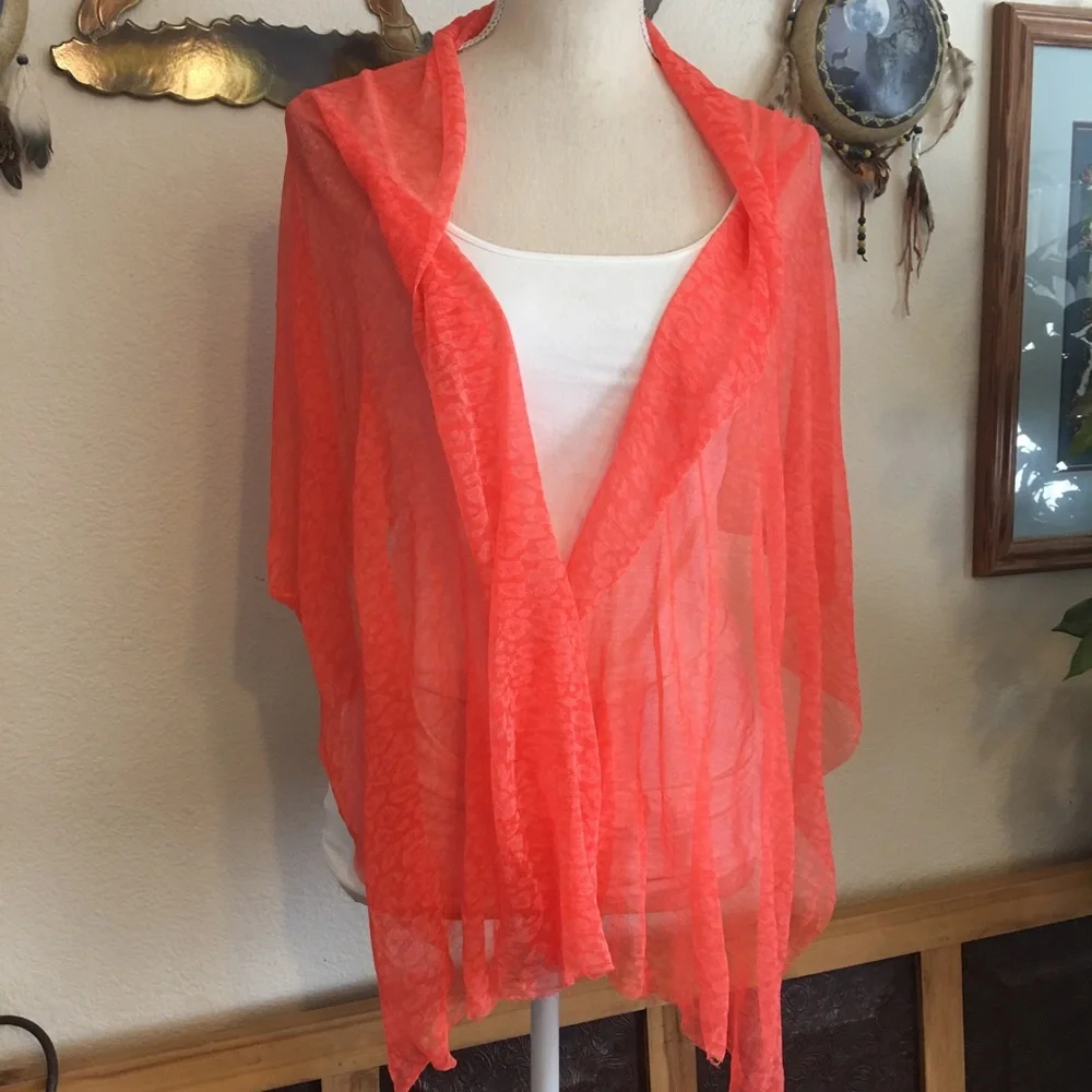 Coral pink soft light stretchy scarf wrap